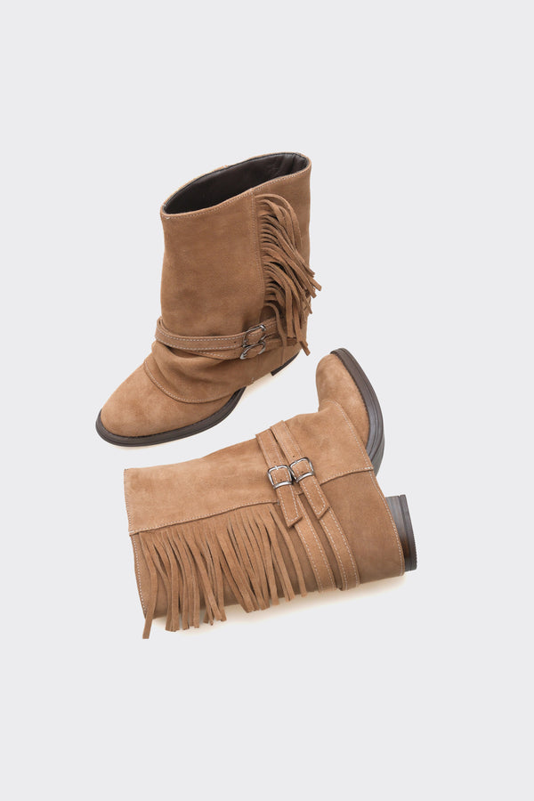 Leros Taba Hakiki Deri Süet Kadın Bot