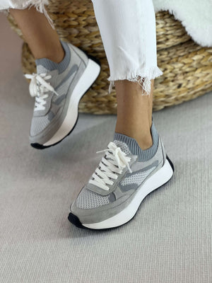 Terry Gri Triko Bağcıklı Kadın Sneaker