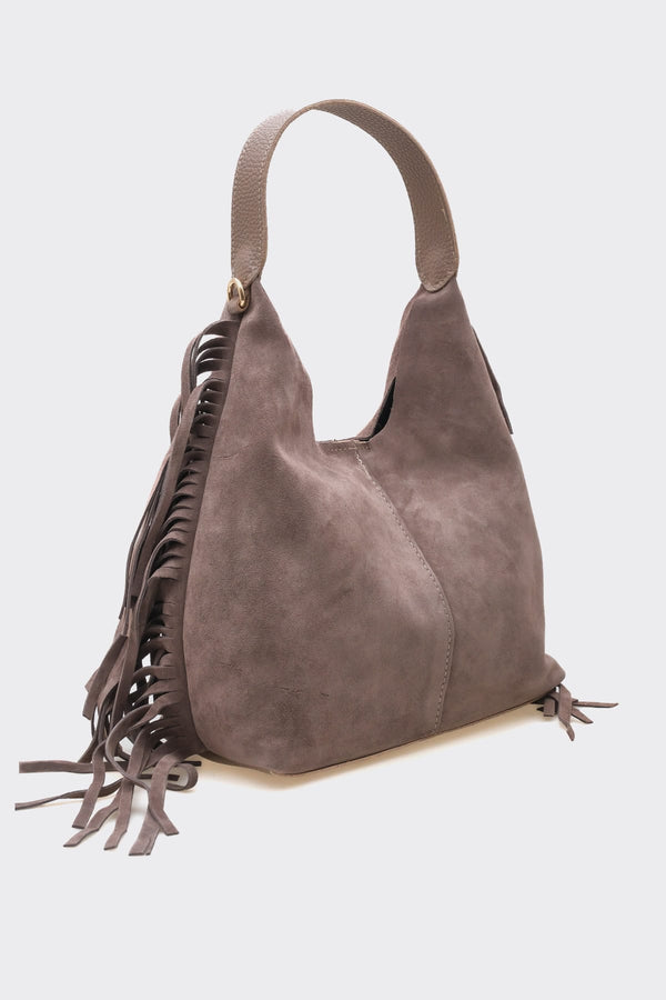 SÇ487 Vizon Süet Hakiki Deri Kol Kadın Çanta