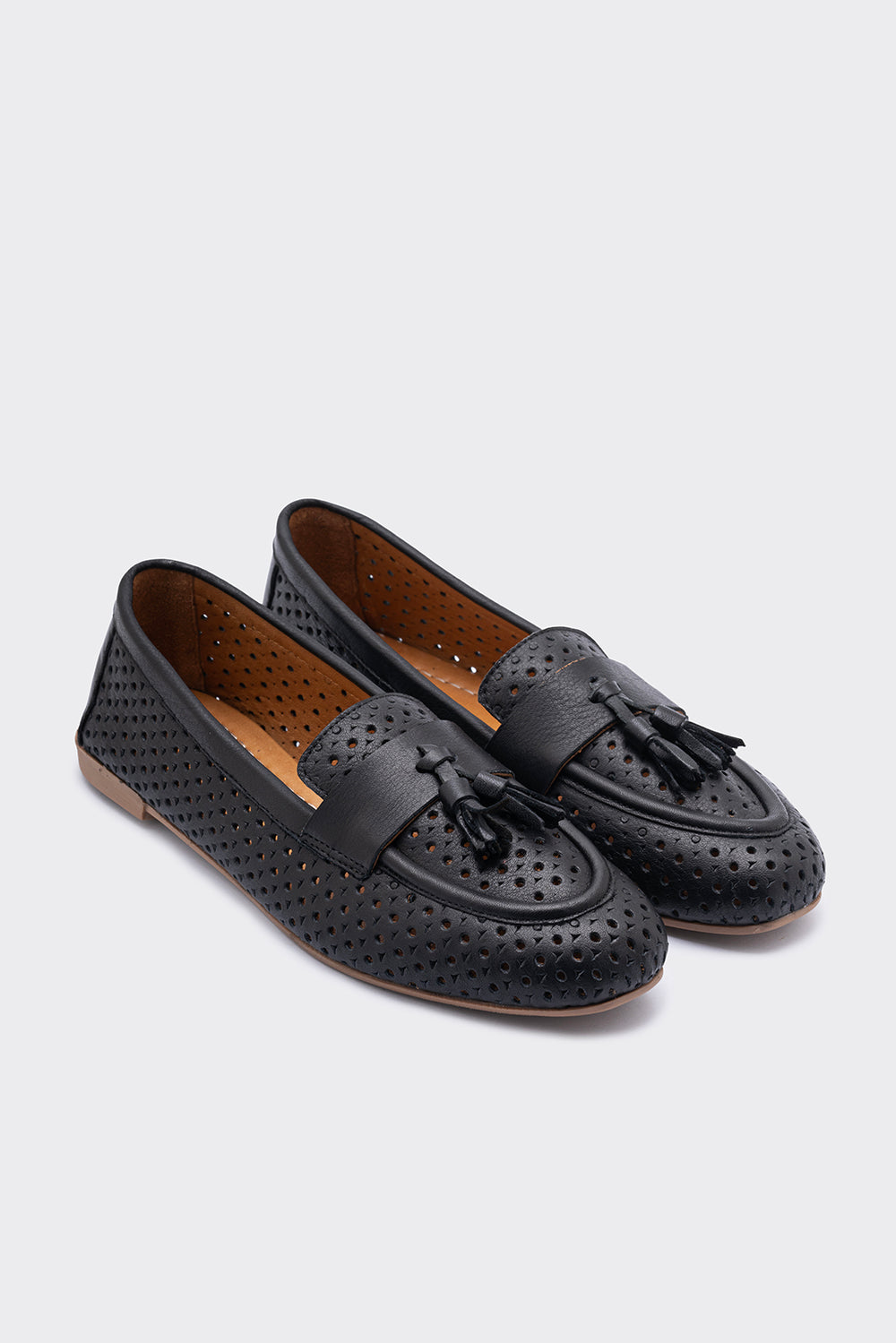 Aroya Siyah Hakiki Deri Kadın Loafer