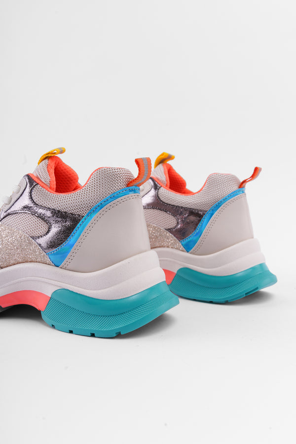Saylor Bej Simli Bağcıklı Günlük Kadın Sneaker