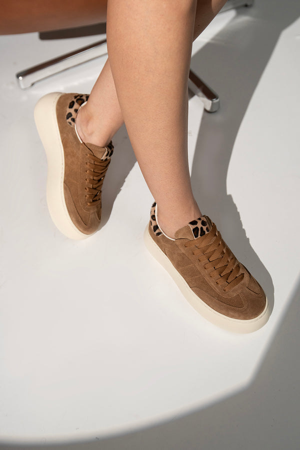 Mappa Camel Süet Hakiki Deri  Bağcık Detaylı KadınSneaker