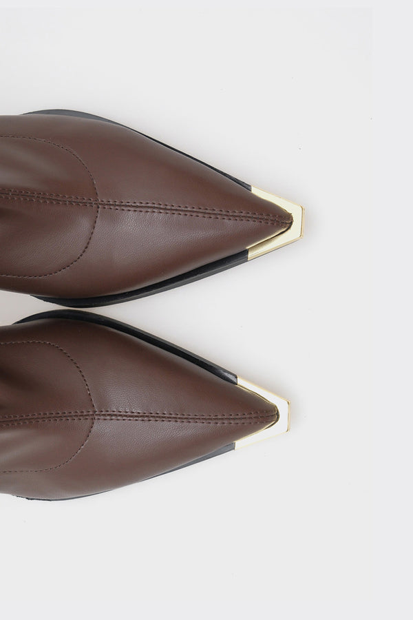 Saran Kahve Streç Topuklu Kadın Bot