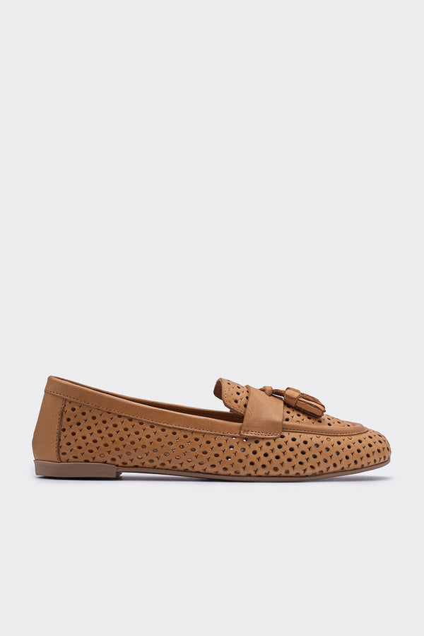Aroya Taba Hakiki Deri Kadın Loafer