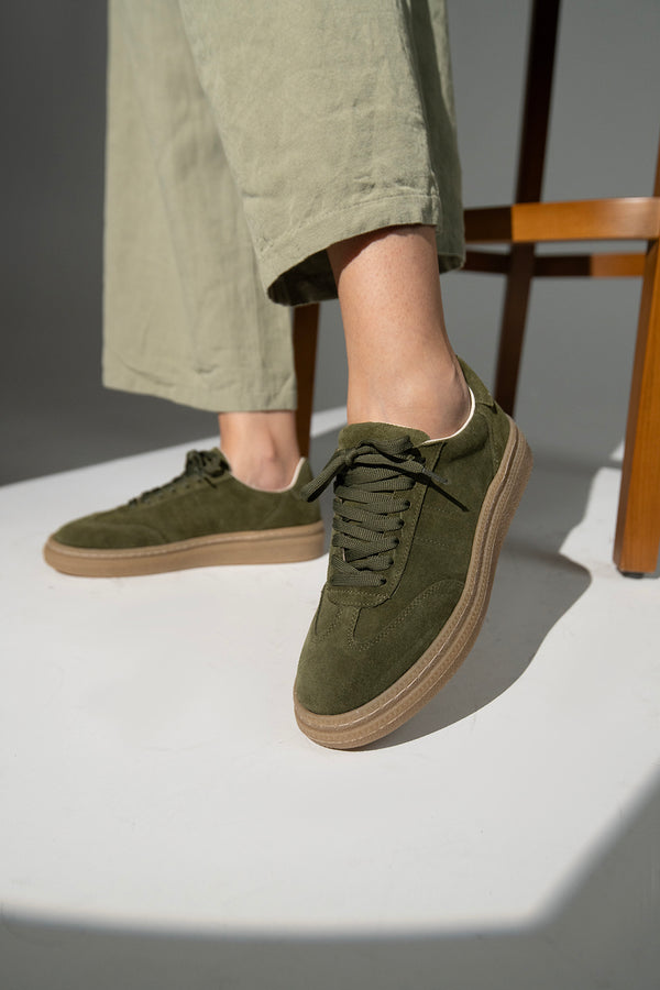 Alba Haki Hakiki  Süet Bağcık Detaylı Kadın Sneaker