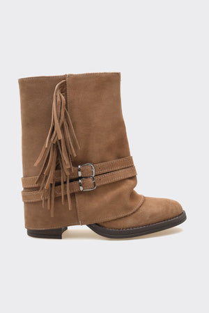 Leros Taba Hakiki Deri Süet Kadın Bot