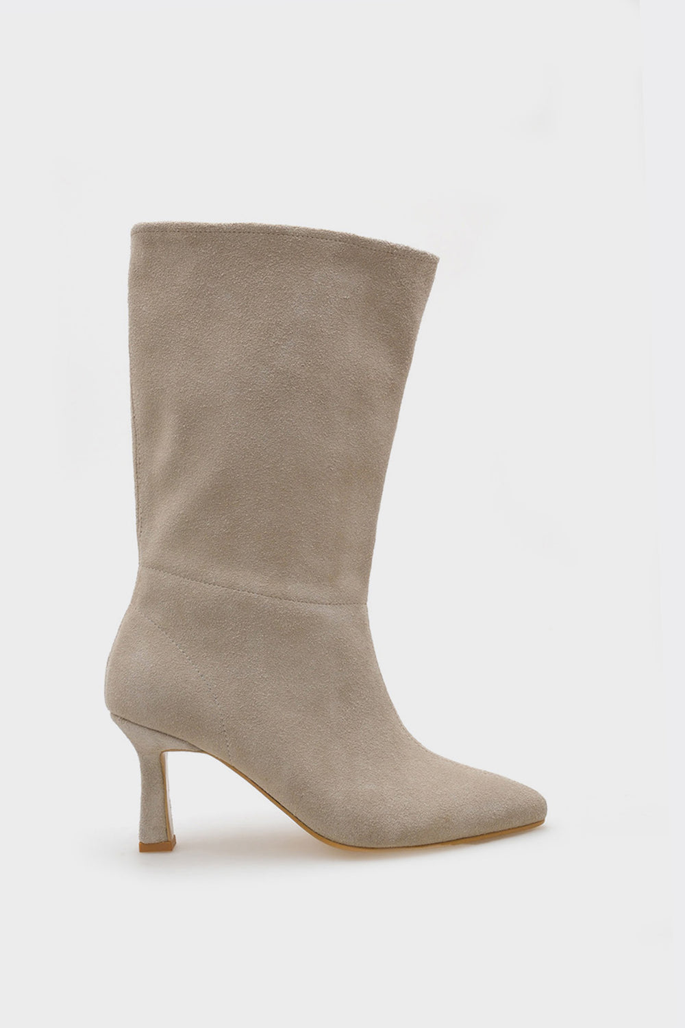 Lita Bej Hakiki Deri Süet Kadın Çizme