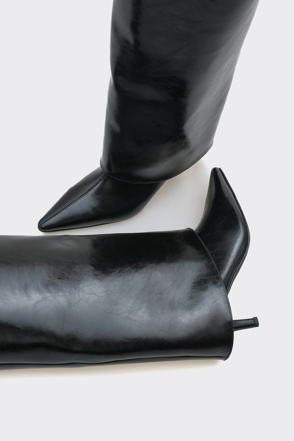 Bessa Siyah Vegan Suni Deri  Kadın Çizme