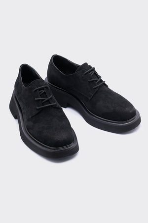 Mask Siyah Süet Bağcık Detaylı Kadın Loafer