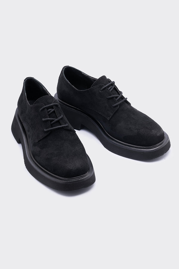 Mask Siyah Süet Bağcık Detaylı Kadın Loafer