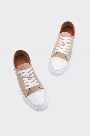 Yulin Bej Hakiki Deri Süet Kadın Sneaker