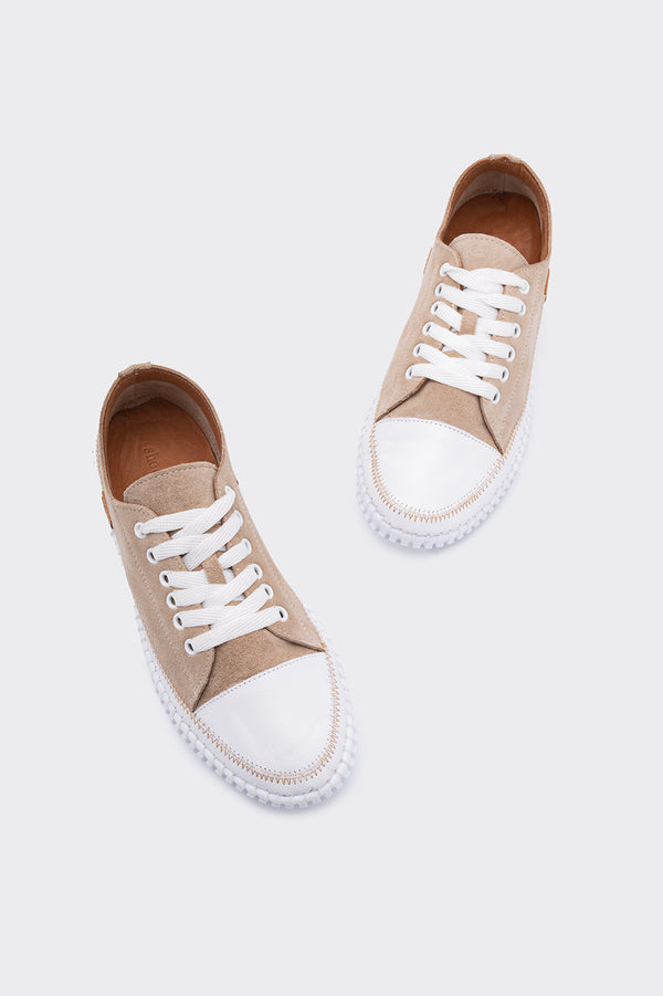 Yulin Bej Hakiki Deri Süet Kadın Sneaker