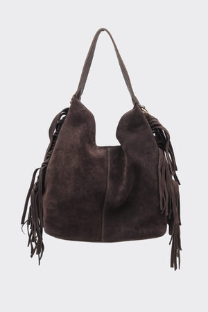 SÇ487 Kahverengi  Süet Hakiki Deri Kol Kadın Çanta