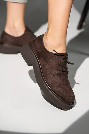 Mask Kahve  Süet Bağcık Detaylı Kadın  Loafer