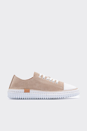 Yulin Bej Hakiki Deri Süet Kadın Sneaker