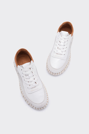Zaha Beyaz Hakiki Deri Kadın Hafif Sneaker