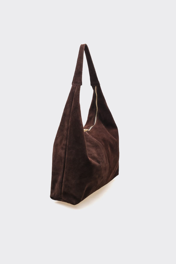 SÇ482 Kahverengi  Süet Hakiki Deri Omuz Askılı Kadın Çanta