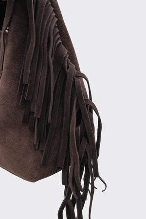 SÇ487 Kahverengi  Süet Hakiki Deri Kol Kadın Çanta