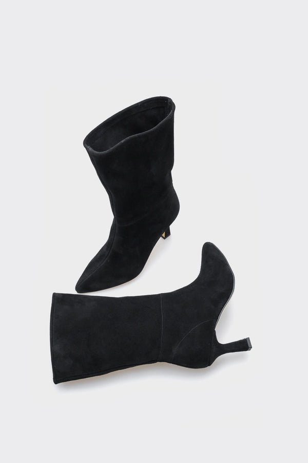 Lita Siyah Hakiki Deri Süet Kadın Çizme