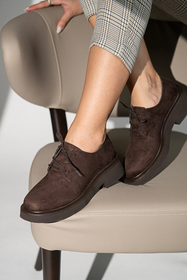 Mask Kahve  Süet Bağcık Detaylı Kadın  Loafer