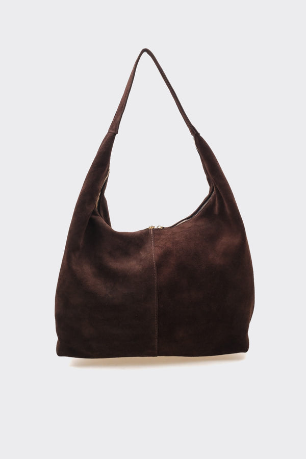 SÇ482 Kahverengi  Süet Hakiki Deri Omuz Askılı Kadın Çanta