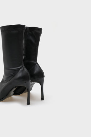 Saran Siyah Streç Topuklu Kadın Bot
